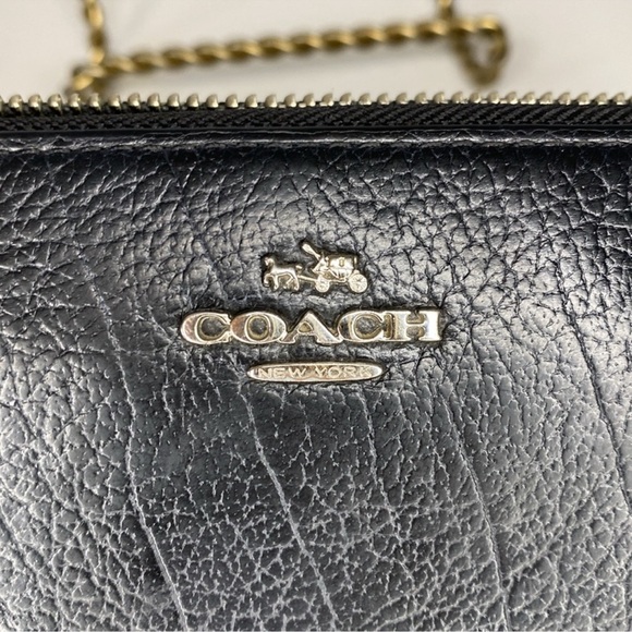 Coach Mickie Black Leather Continental Zip Around Wallet w/Horse & Carriage EUC - Picture 5 of 6